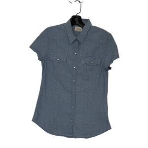 Vintage Women's Levi blue polka dot pearl snap closure shirt small